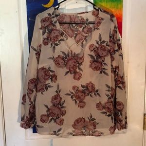 sheer floral shirt